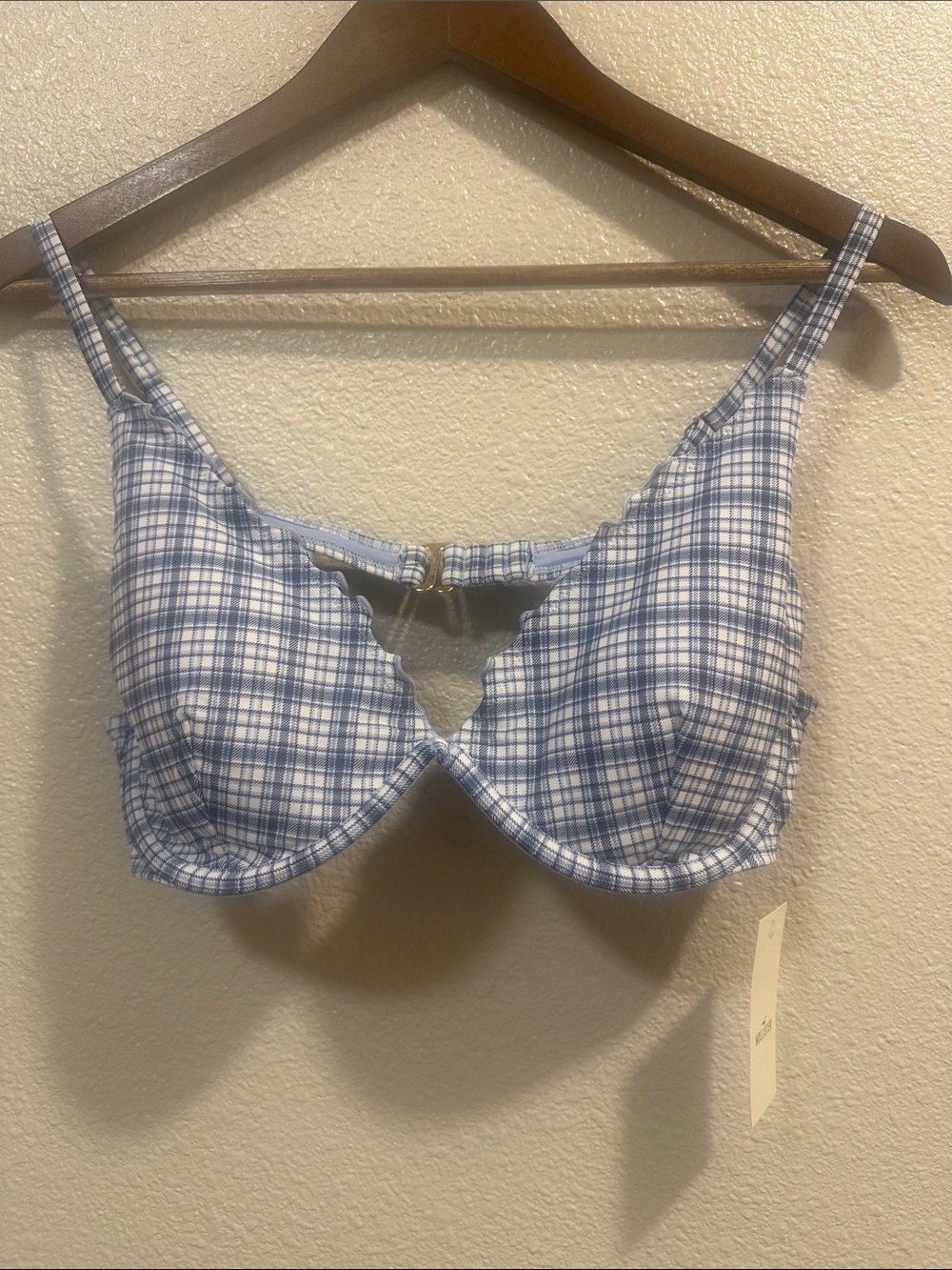 Hollister Blue Plaid Underwire Bra